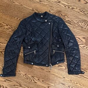 Burberry Navy Quilted Bomber Jacket
